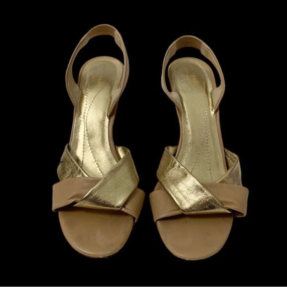 Kate Spade Gold nude Open Toe Slingback Heels - Picture 10 of 10